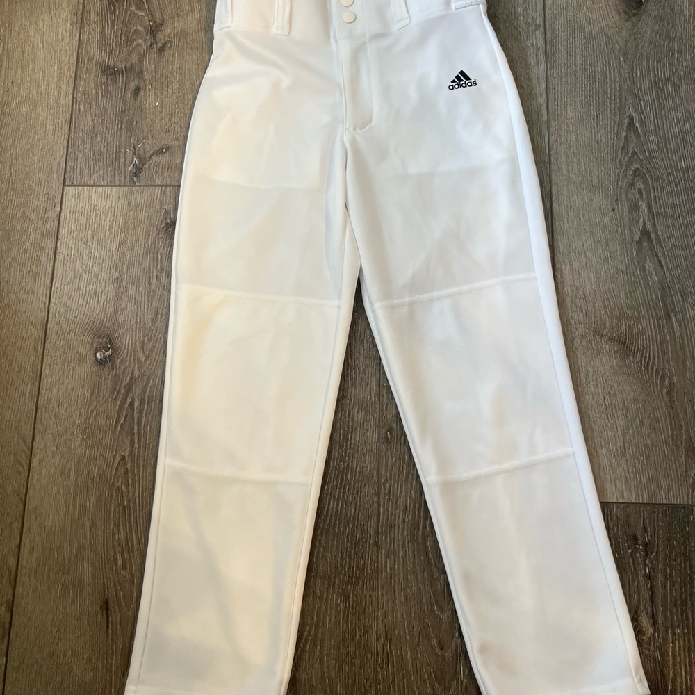 Youth Baseball Softball Loose Pants White Double Knee Adidas Small 9-10Y